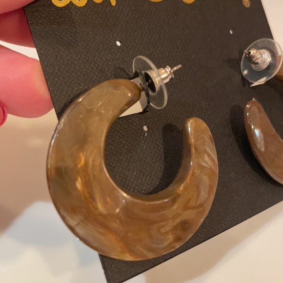 Cookie Lee Earrings- brown small hoops - Picture 2 of 3